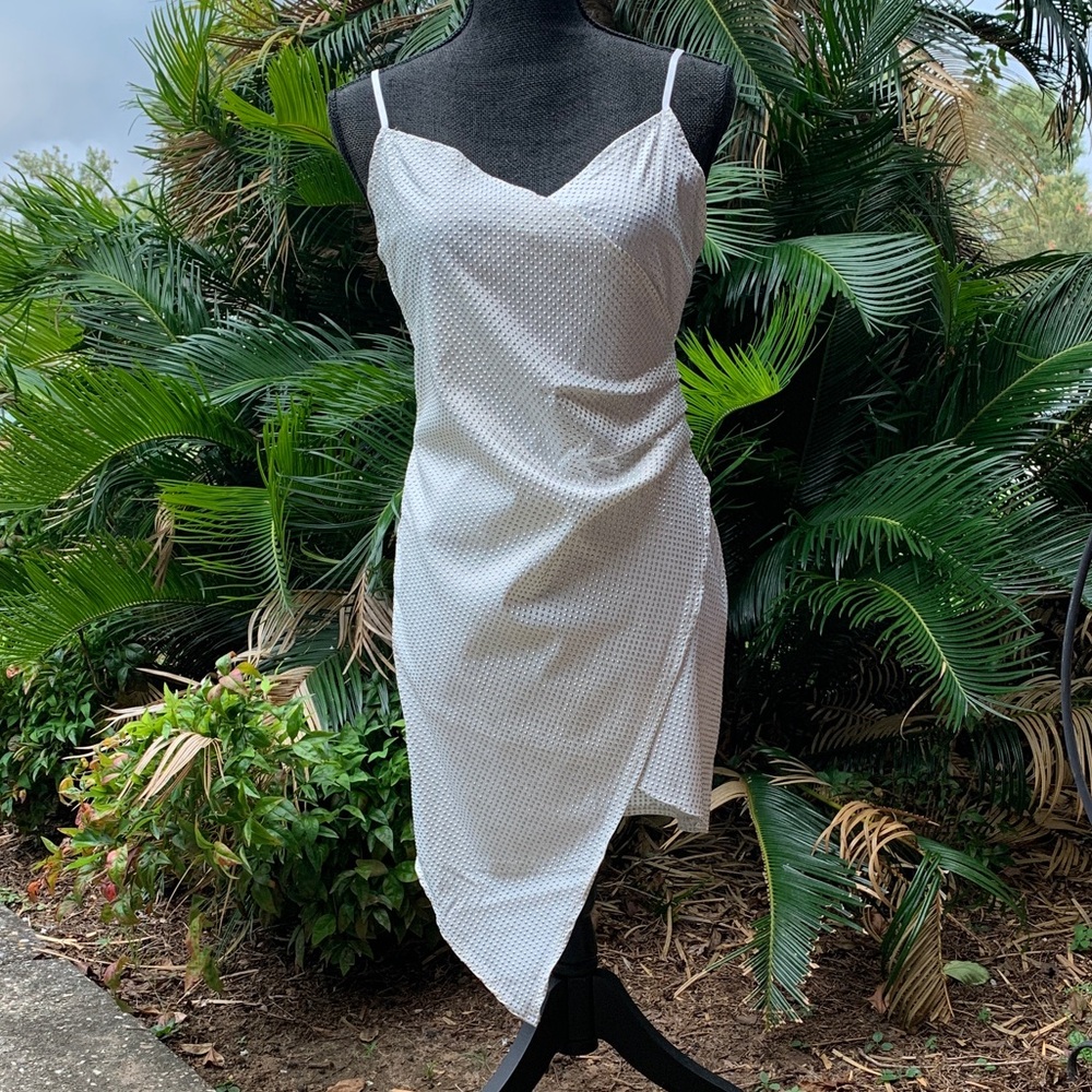 AKIRA Asymmetrical Silver Studded Dress